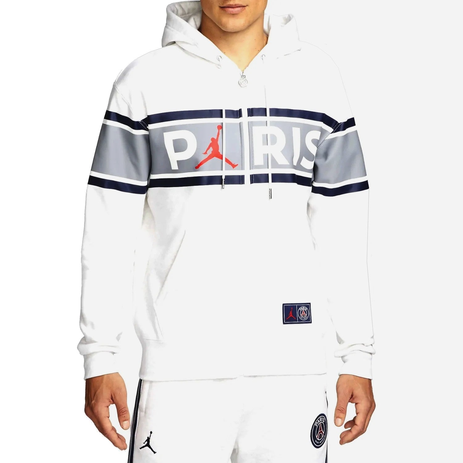 Jordan x PSG Casual Fleece white presentation tracksuit 2022