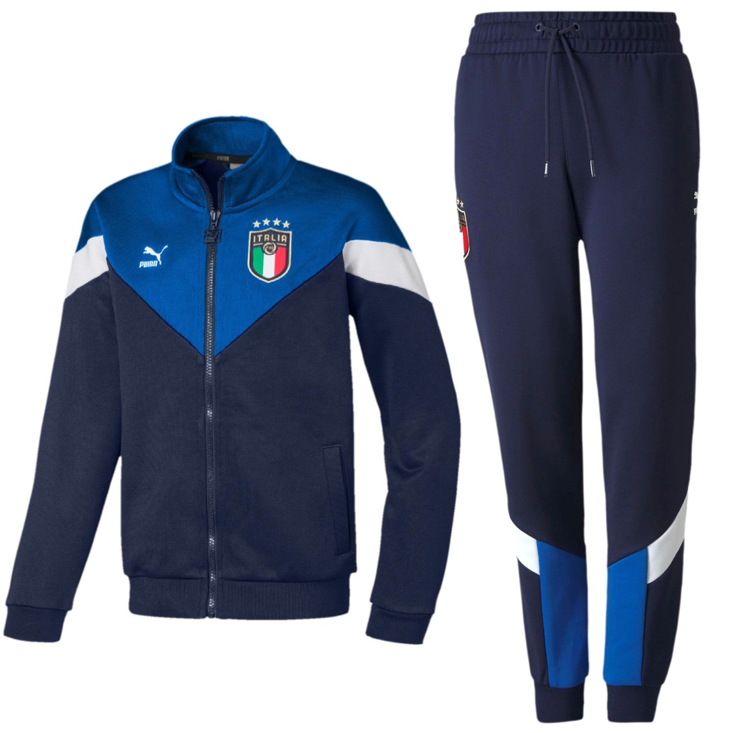イタリア　セットアップ　PUMA Kids - Italy navy Iconic Fans presentation Soccer tracksuit 2020