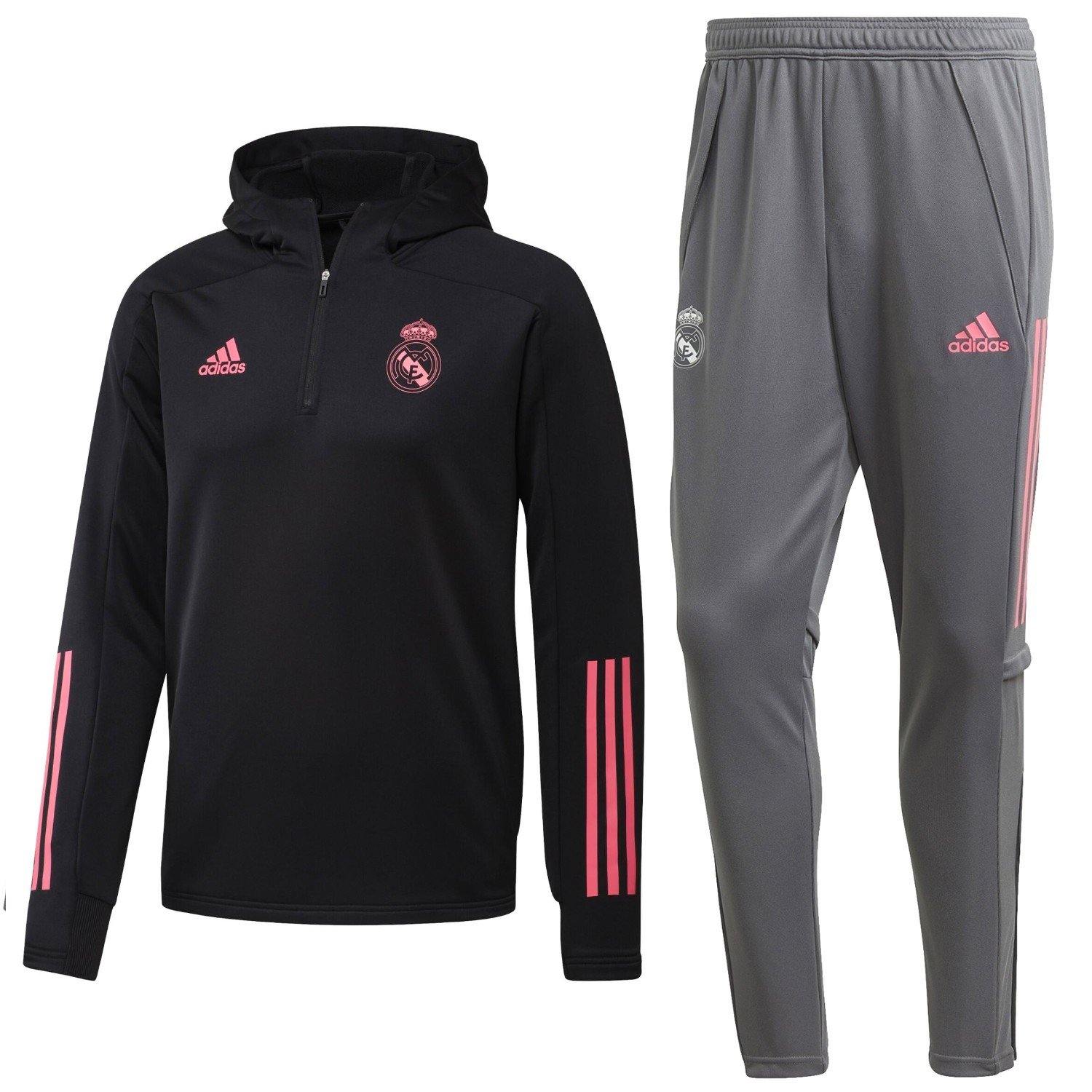 Real Madrid black/grey hooded training technical tracksuit - Adidas – SoccerTracksuits.com