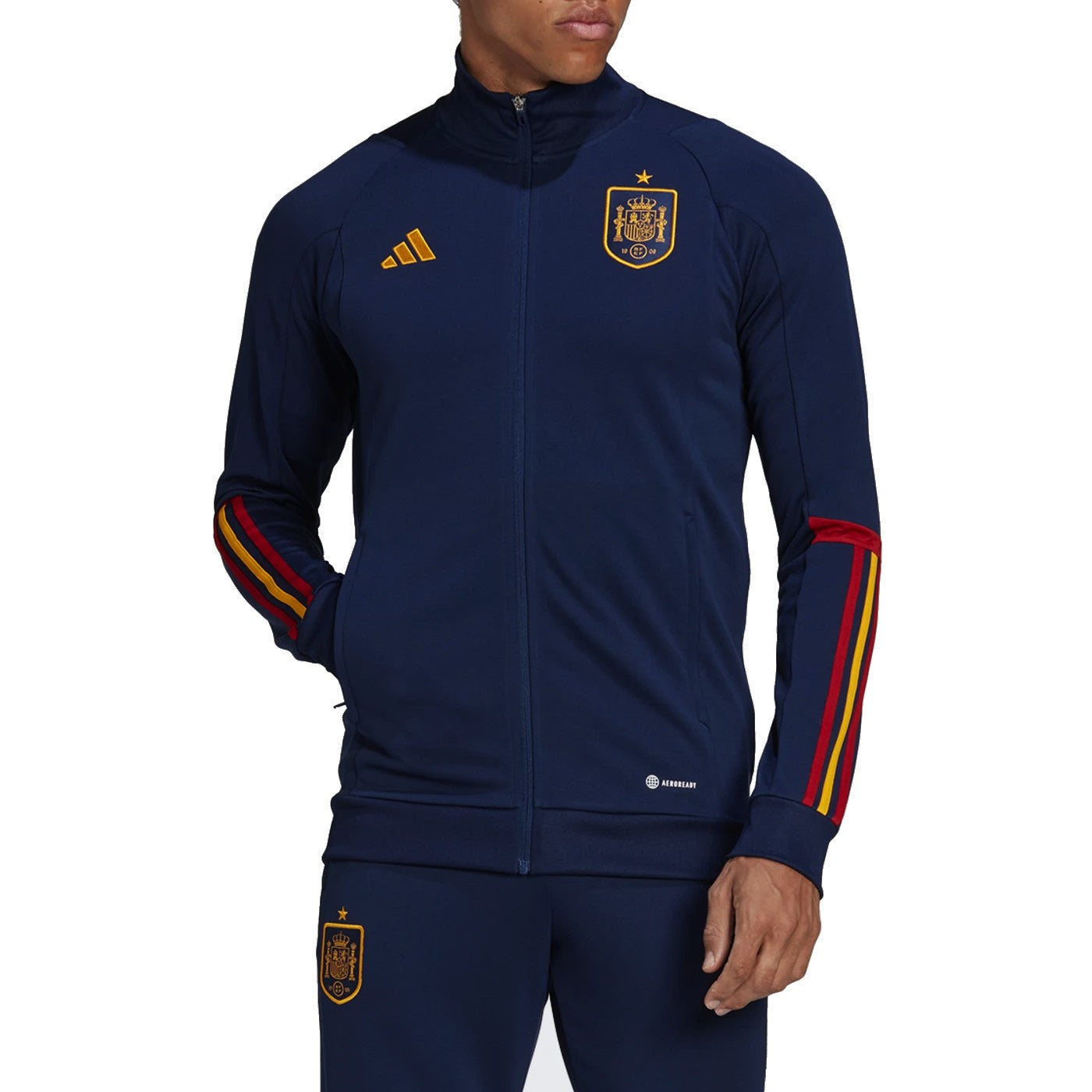 Spain navy training bench Soccer tracksuit 2022/23 Adidas