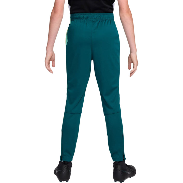 Teal athletic pants with elastic waistband and zippered cuffs for easy wear