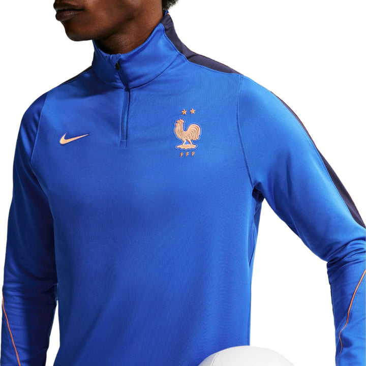 Authentic Nike x France training soccer tracksuit in blue with official logo and technical design for adults
