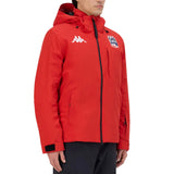 Model wearing a Kappa x US Ski Team official padded down jacket Winter Olympics 2026 Red