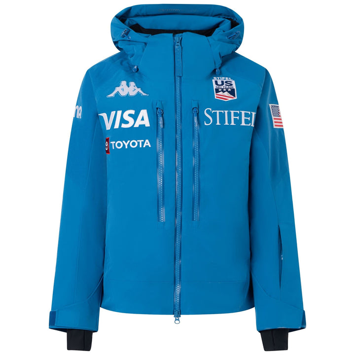 Blue Kappa x US Ski team  waterproof ski jacket with hood and logo patches for men