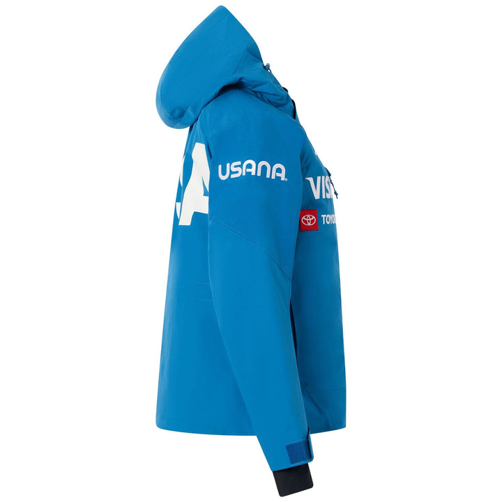 Blue Kappa x US Ski team  hooded jacket with logo in a sporty style, designed for casual wear.