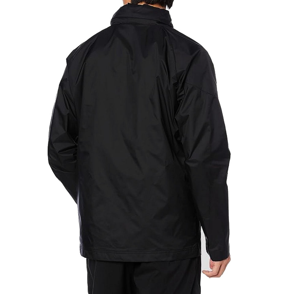 Back view of AC Milan black Puma rain jacket showcasing its sleek design and lightweight material