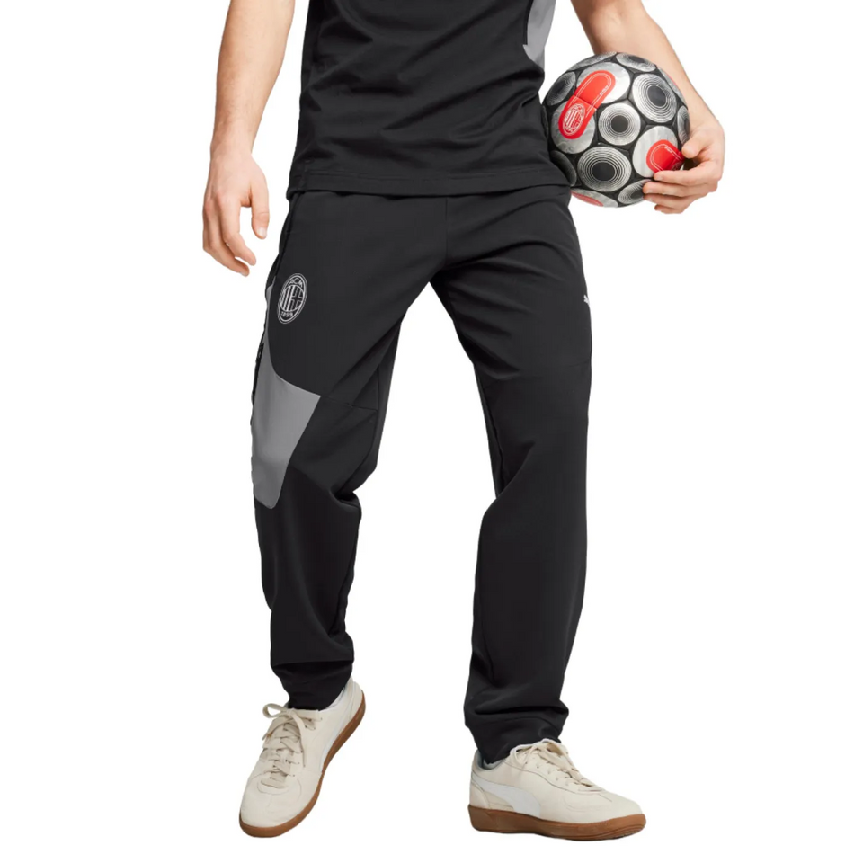 Men's AC Milan woven tracksuit 2024 25 in black with stylish design on SoccerTracksuits.com