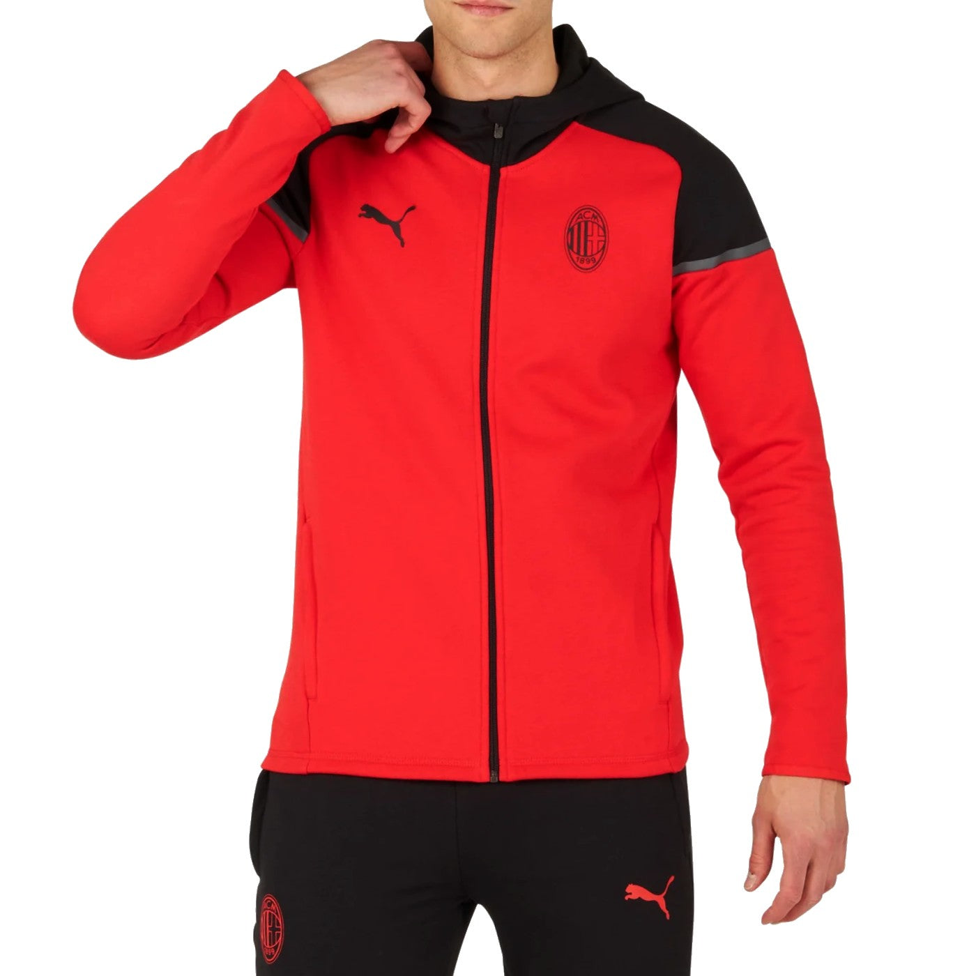 AC Milan Casual hooded presentation tracksuit 2023/24 red/black