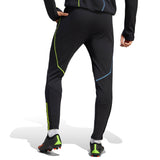 Back view of black pants from the 2023 24 Arsenal football tracksuit set with neon green and blue accents