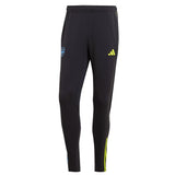 Black 2023 24 Arsenal football tracksuit set pants with yellow Adidas logo and Arsenal crest