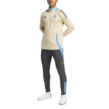 2024 Argentina technical tracksuit Adidas in beige and dark grey with blue accents modeled by male athlete