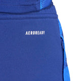 Close-up of blue fabric with Aeroready technology detail on 2024 Italy Adidas tracksuit set
