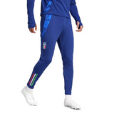 2024 Italy Adidas tracksuit set blue pants with Italy crest and striped details on SoccerTracksuits.com