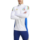 2024 Italy Adidas tracksuit set in white and blue with Italy crest and green red stripes on sleeves