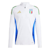 White Soccer Tracksuits 2024 Italy Adidas tracksuit set top with blue side panels and Italy crest