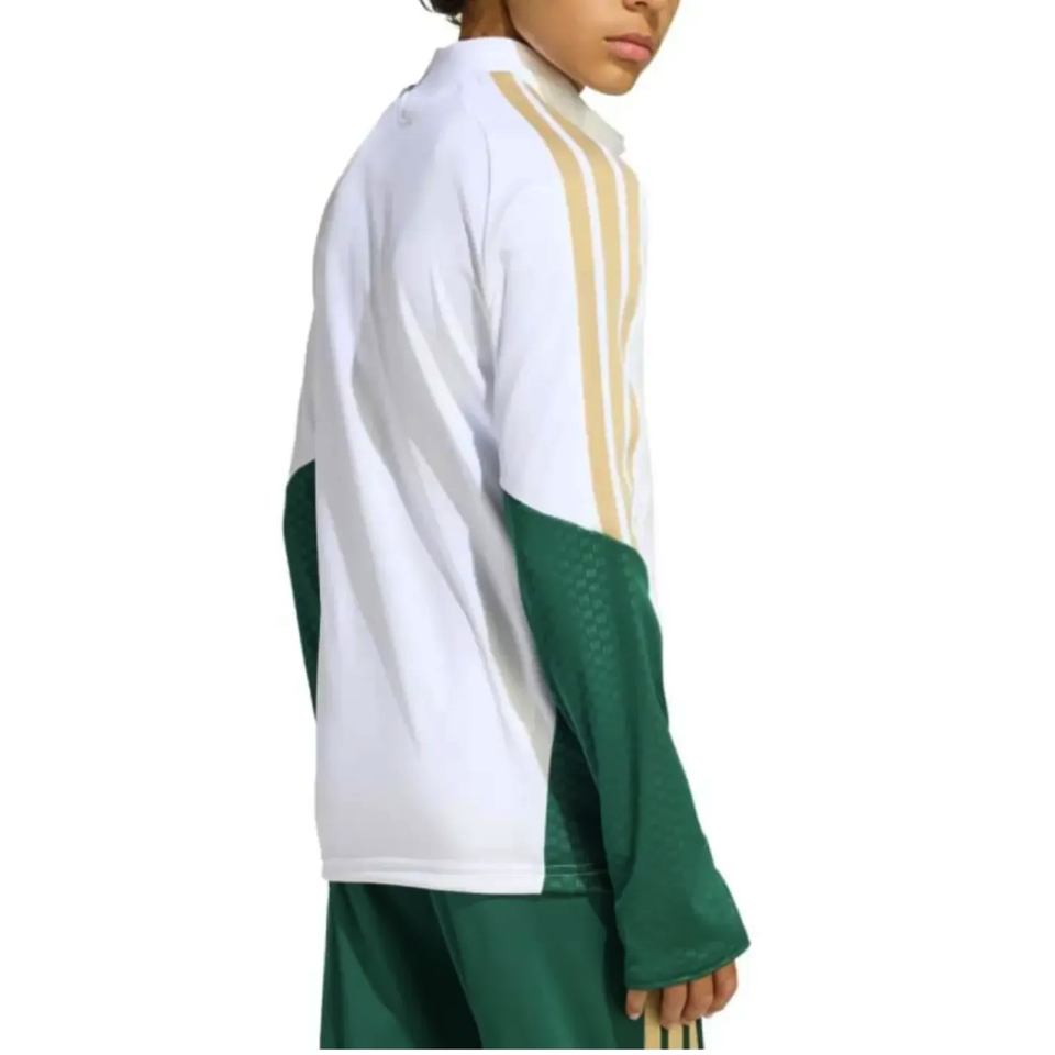 Back view of the 2026 Adidas Italy training suit for kids in white and green with gold accents