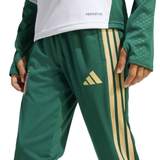 2026 Adidas Italy training suit for kids featuring green pants with gold stripes and logo detail
