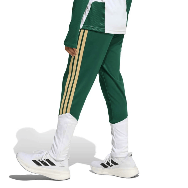 Kids Italy training technical soccer tracksuit 2026/27 in green and white by Adidas with gold stripes