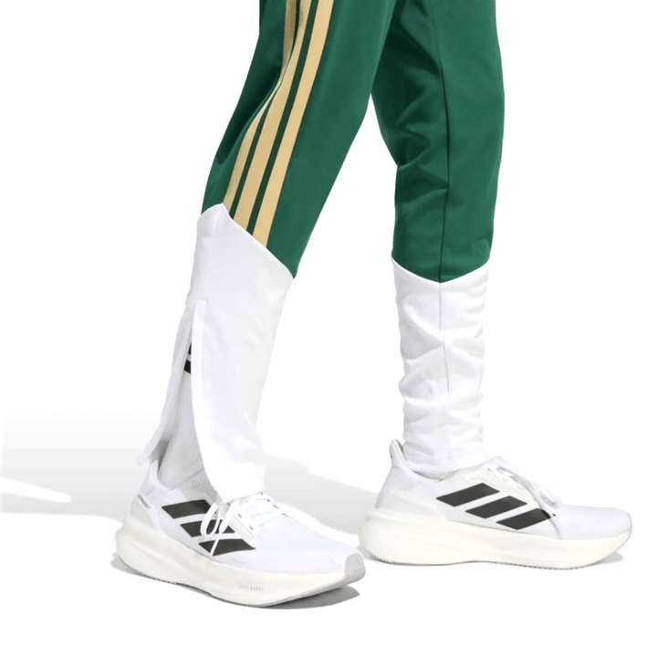 Kids Italy training technical soccer tracksuit set in green and white by Adidas with gold stripes