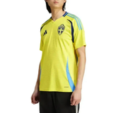 Adidas Sweden soccer jersey 2024 25 yellow team shirt with blue stripes and Sweden crest on chest