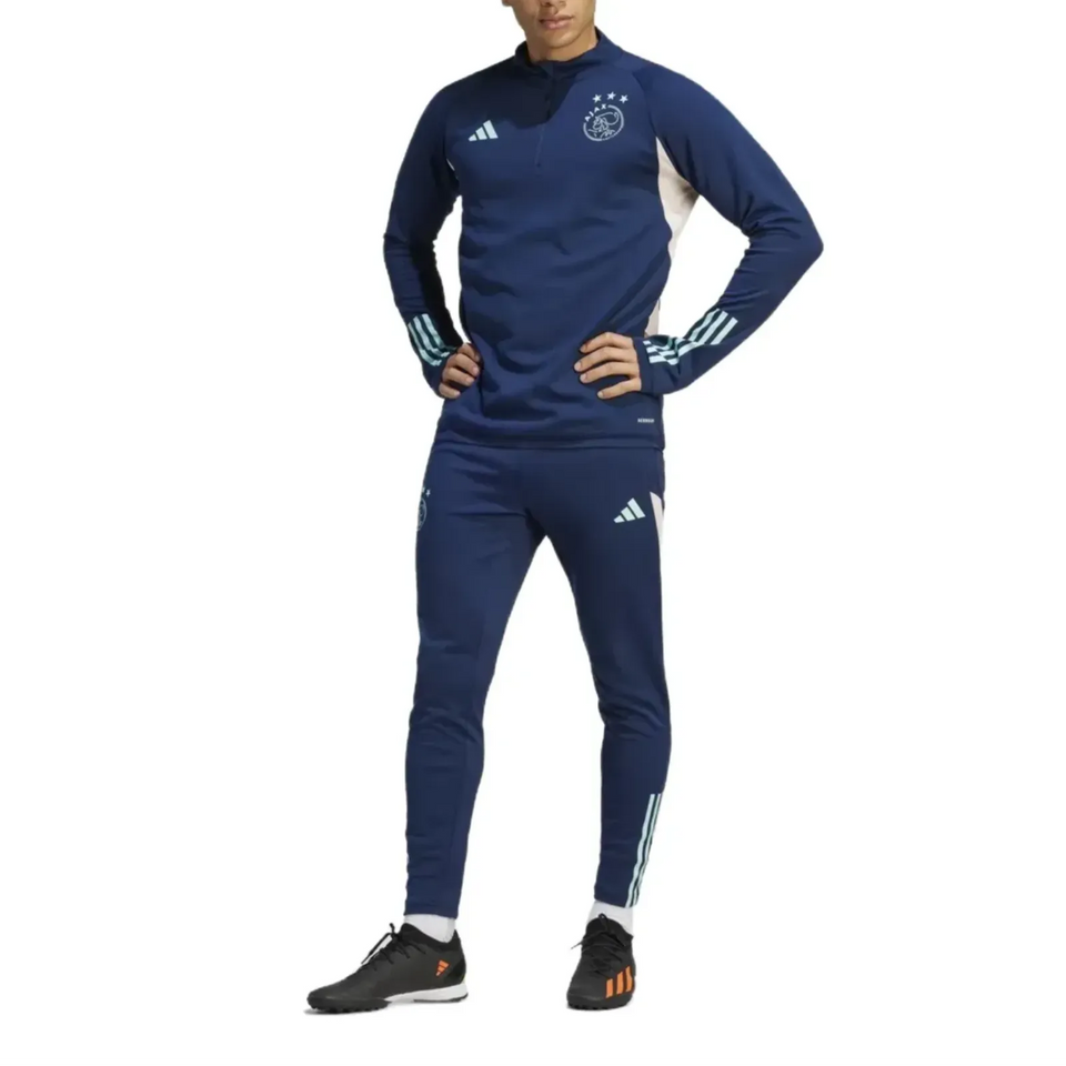 Ajax training tracksuit Adidas 2023 24 in navy with Adidas stripes and logo for athletes