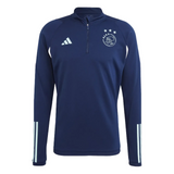 Ajax training tracksuit Adidas 2023 24 featuring a navy top with quarter zipper and team logo