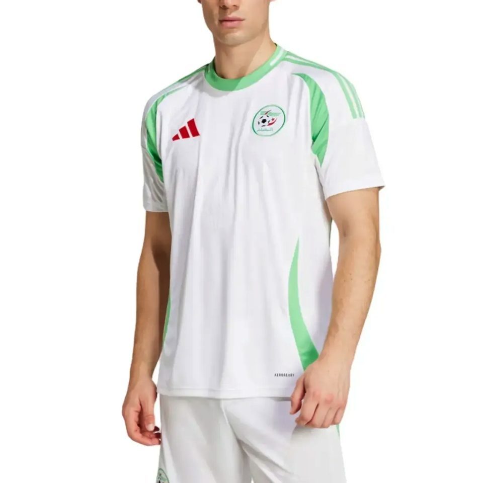 Adidas Algeria soccer jersey 2024 25 featuring a white and green design for passionate fans