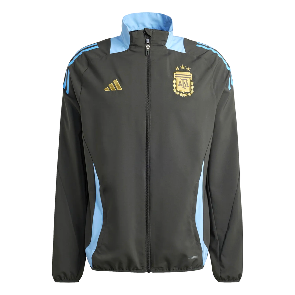 Argentina Adidas presentation tracksuit featuring a stylish gray and blue design with the team logo
