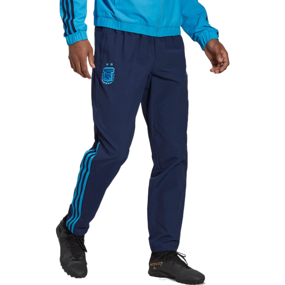 Argentina presentation tracksuit 2022 navy training pants with light blue stripes and AFA crest