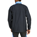 Back view of Argentina soccer rain jacket 2024 in black and blue on SoccerTracksuits.com