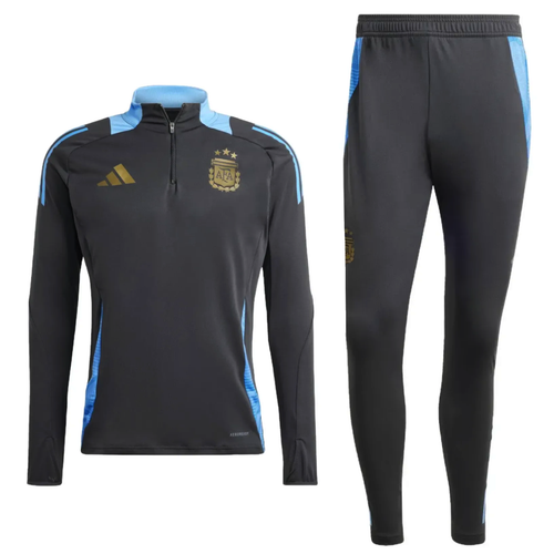 Adidas Argentina tracksuit dark grey with blue accents and gold logos from Soccer Tracksuits