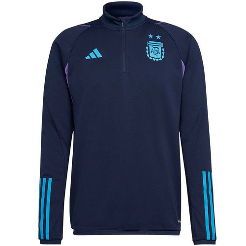 Adidas Argentina training top navy with quarter-zip design and iconic team logo