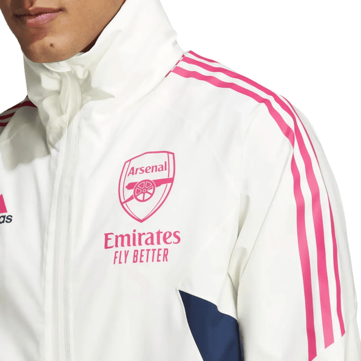 Arsenal FC waterproof Pro windbreaker jacket 2023 white/blue - Adidas
