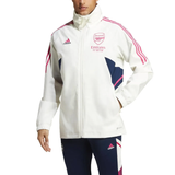 Adidas Arsenal windbreaker 2023 in white with pink stripes and Emirates Fly Better logo