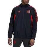 Adidas Bayern Munich 2022 black jacket with red accents and team logo for soccer fans
