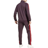 Back view of Adidas Bayern Munich 2024 soccer tracksuit in dark color with red stripes