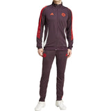 Adidas Bayern Munich 2024 soccer tracksuit in dark color with red stripes and club logo