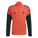 Adidas Bayern Munich training set for kids featuring an orange pullover with navy accents