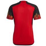 Adidas Belgium home jersey 2022 23 red with black and flame-patterned sleeves
