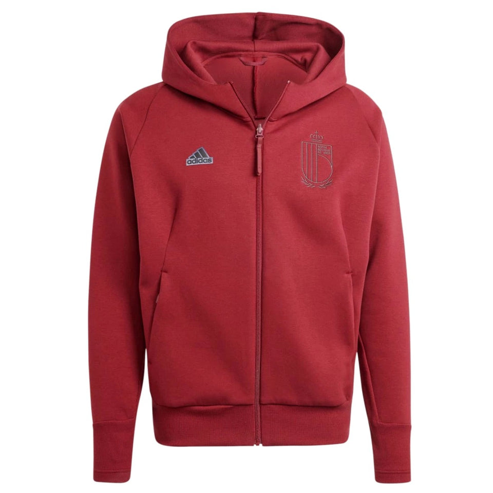 Adidas Belgium hooded tracksuit in red with full zip front and embroidered logos