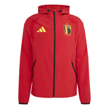 Adidas Belgium soccer tracksuit WC 2026 featuring a red zip-up jacket with team logo