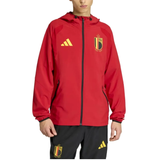 Adidas Belgium soccer tracksuit WC 2026 featuring a vibrant red jacket and matching pants for fans