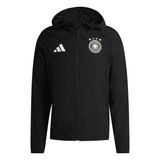 Adidas black Germany presentation suit 2026 featuring a zippered hoodie and official team logo