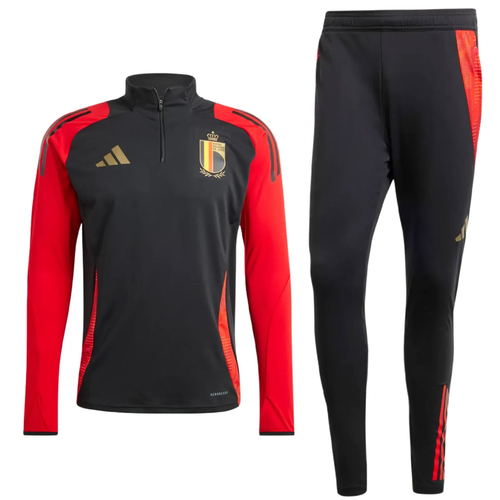Buy Belgium soccer tracksuit online black and red training top and pants on SoccerTracksuits.com