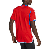Back view of man wearing red and blue Chile soccer jersey buy Chile soccer jersey online from SoccerTracksuits.com