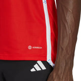 Close-up of red Chile soccer jersey with Aeroready fabric detail to buy Chile soccer jersey online