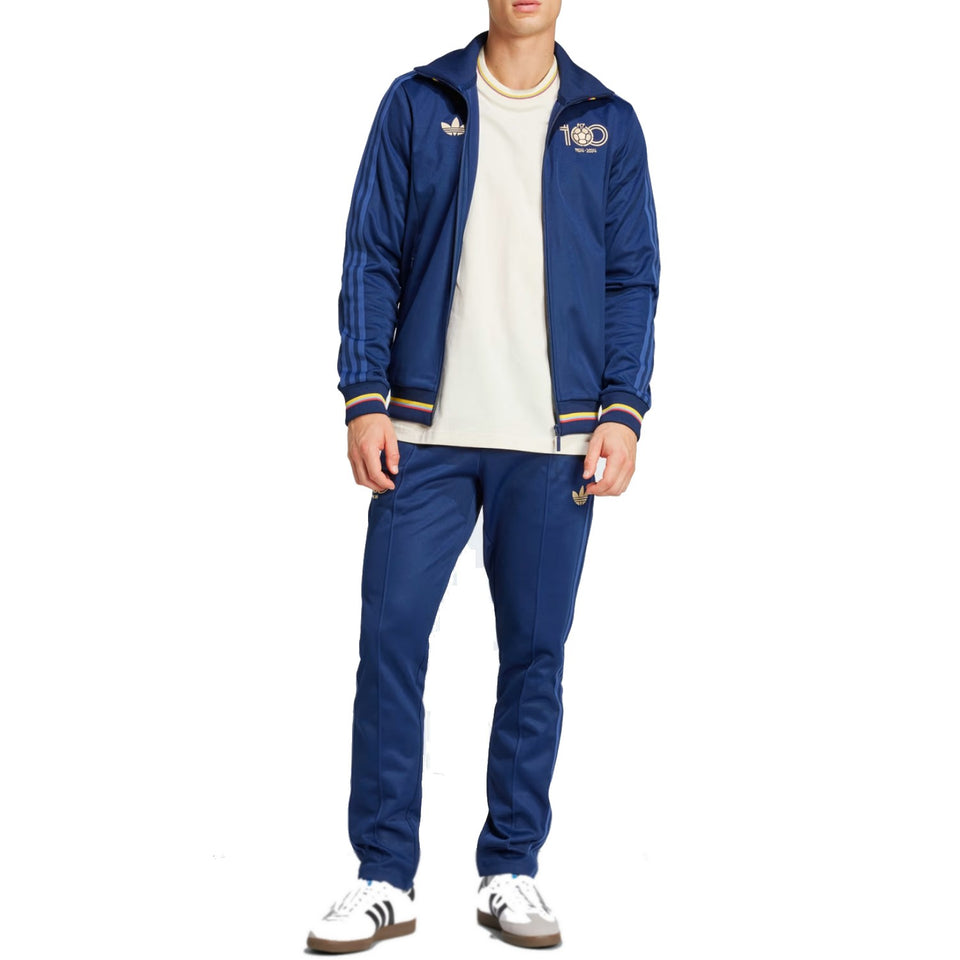 Adidas Colombia 100th anniversary tracksuit in blue with gold accents and logo details