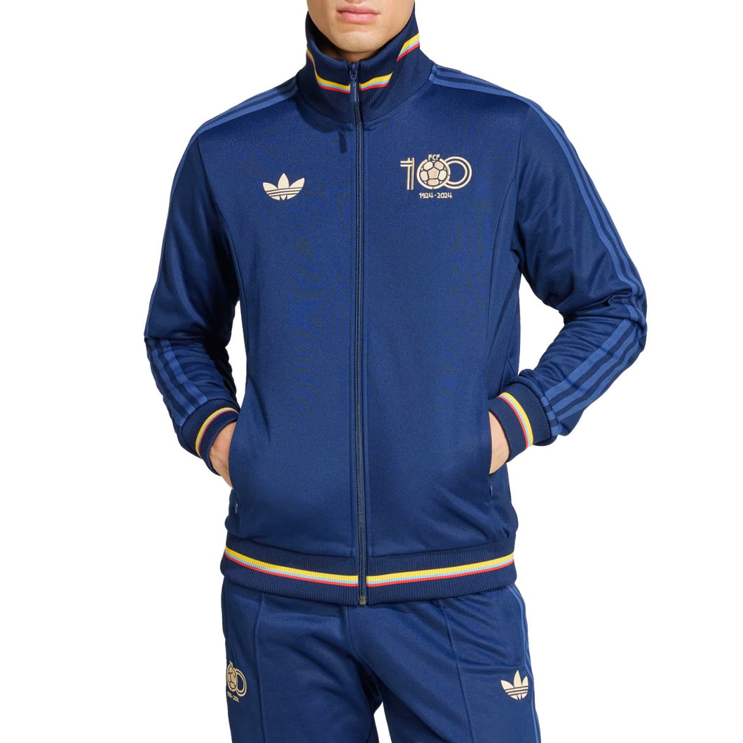 Adidas Colombia 100th anniversary tracksuit in blue with gold accents and classic design