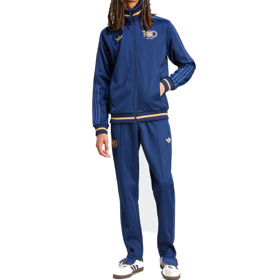Adidas Colombia 100th anniversary tracksuit in blue with gold details and iconic logo