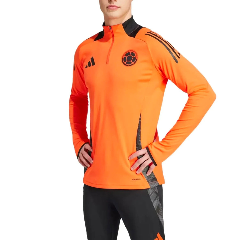 Adidas Colombia training suit orange top with black details and matching black pants 